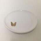 Prato Decorativo Em Cerâmica Com Borboleta Dourada - Branco