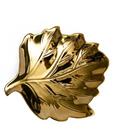 Prato Decorativo Em Cerâmica Cromada Folha 29 Cm Dourado