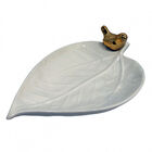 Prato Decorativo Em Formato De Folha Com Passarinho - 18 0 Cm