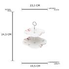 Prato Duplo de Porcelana Branca P/Doces Borboletas 24x25cm Wo