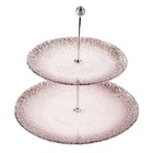 Prato Duplo Para Doce Folhagem Em Vidro 28 X 28cm Marrom 25074