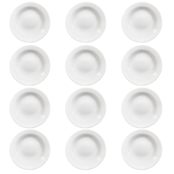 Prato Fundo Plus Branco De Cerâmica 21,5cm 12 Unidades - Bion