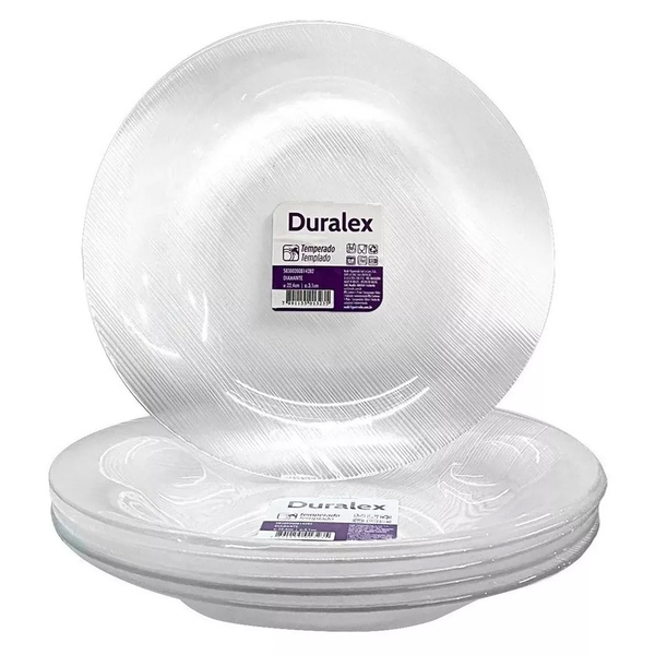 Prato Fundo Vidro Duralex 22cm Diamante 12 Unidades - Nadir 5