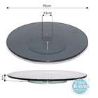 Prato Giratório 8mm Vidro Temperado Resistente Fumê 70cm
