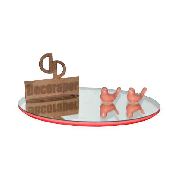 Prato Giratorio Com Espelho Sob O Tampo De 45cm - Vermelha