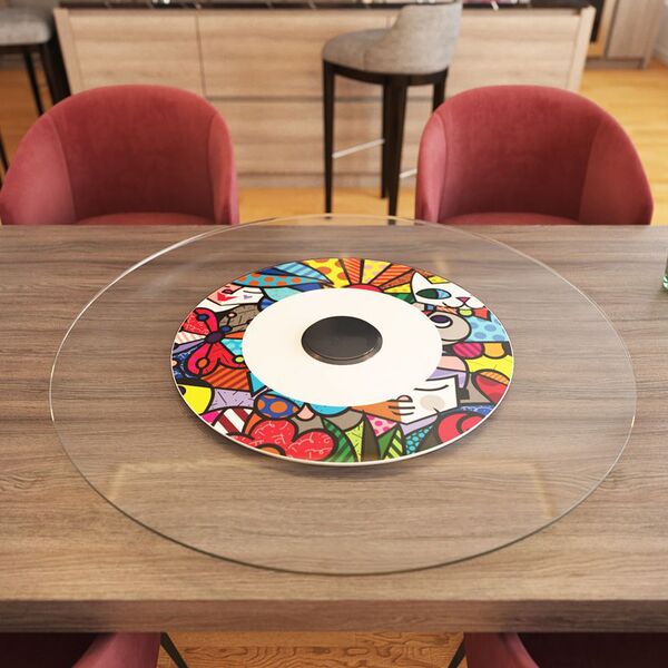 Prato Giratório De Mesa 100 Cm Em Vidro Temperado 8mm - Cor F