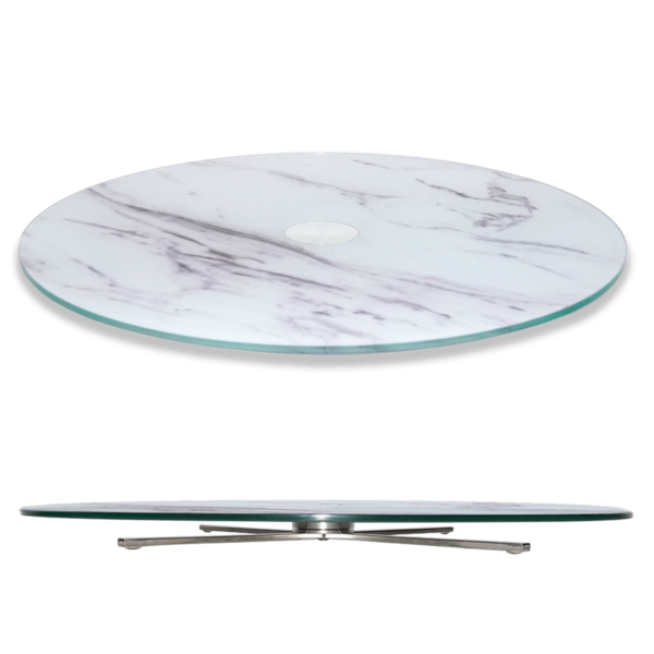 Prato Giratório Vidro Marmorizado10mm Inox304 Evolution 80cm