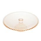 Prato Para Bolo Com Pé  Wolff Pearl De Cristal Âmbar 31cm X 1