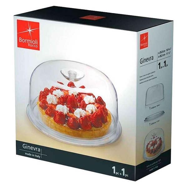 Prato Para Bolo Com Tampa 30cm Em Vidro Bormioli 311016426