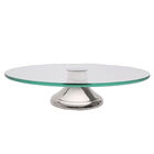 Prato Para Bolo De Vidro Com Pé De Aço Inox Mônaco 33cm - Wol