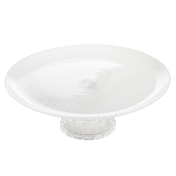 Prato Para Bolo De Vidro Com Pé Wave 27x10cm