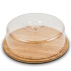 Prato Para Bolo Em Bambu Com Tampa Em Acrilico Mimo Style Bm1