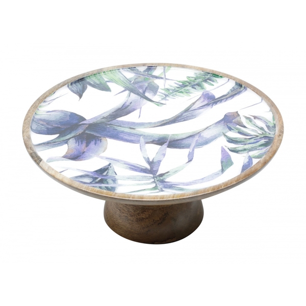 Prato Para Bolo Em Madeira Flower 32x14cm