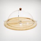 Prato Para Bolos E Frios Em Pinus Com Tampa Cúpula Em Acrílic