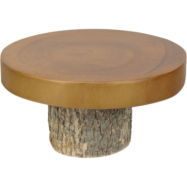 Prato Para Doces E Bolo Home&co Com Pé Madeira 11x22x22cm Nat