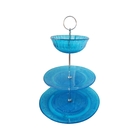 Prato Para Doces Vidro Two Level Plus Bowl Glass Azul