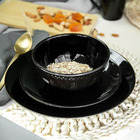 Prato Para Lanche Cerâmica Coupe Clean Preto Liso Ø20cm Yoi