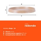 Prato Para Vaso Redondo Bege 24 Afort