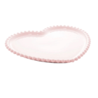 Prato Porcelana Coração Beads Rosê  Rojemac 17cm