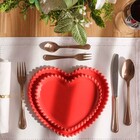 Prato Porcelana Coração Vermelho Beads Bon Gourmet 17 Cm