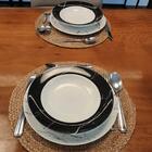 Prato Porcelana Germer Fundo Preto Redondo 23cm Nero Com Esta