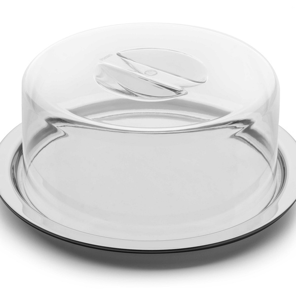 Prato Porta Bolo Queijo De Inox Com Tampa Neo Forma - 24cm