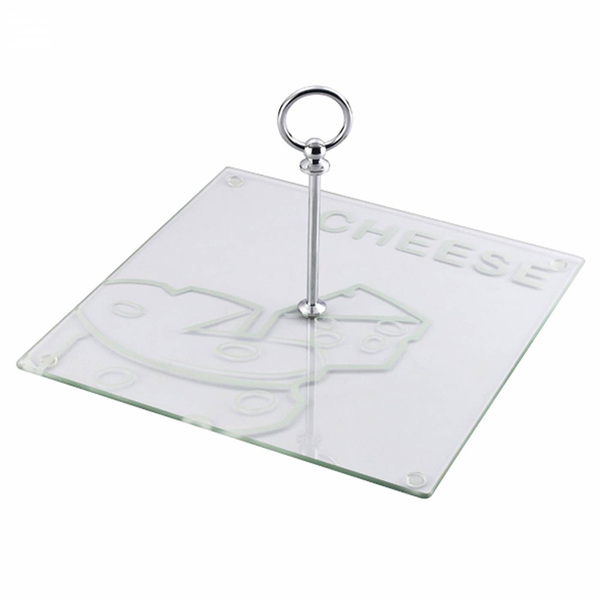 Prato Quadrado De Vidro Para Queijo 30 Cm 30 Cm X 18 Cm