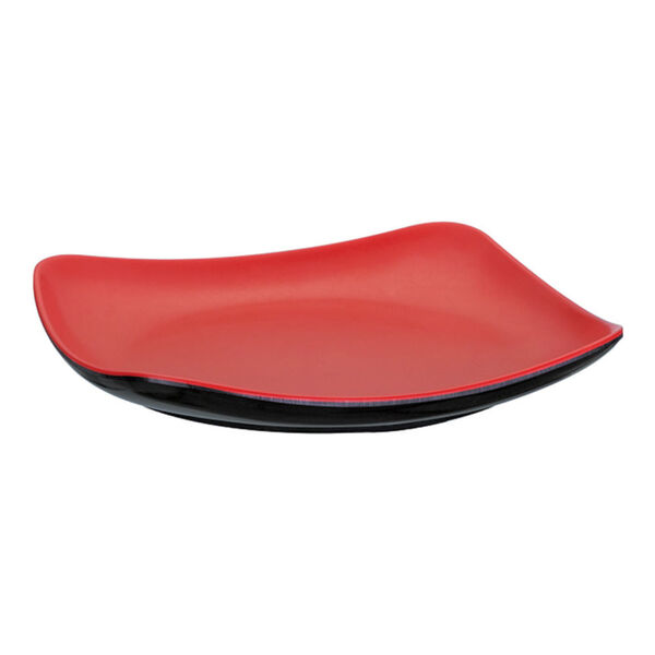Prato Quadrado Em Melamina De 22 Cm Japa Vermelho E Preto