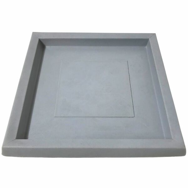 Prato Quadrado Polietileno p/ Vasos De Plantas 31cm Cinza