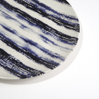 Prato raso cerâmica azul e branco listrado 26cm Porto Brasil