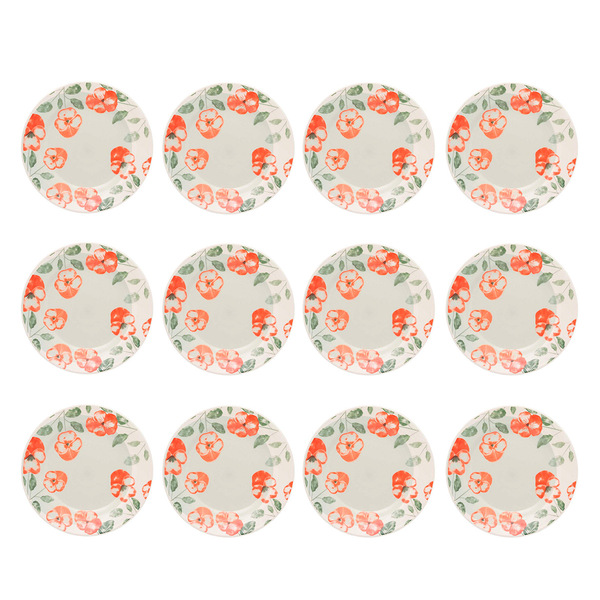 Prato Raso De Cerâmica 24cm Estampa Donna Holambra 12 Unidade