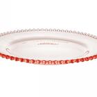 Prato Raso De Cristal Coração Borda Rosa 28 Cm - Lyor