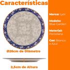 Prato Raso De Porcelana Blue Garden 26cm 1 Peça - Lyor