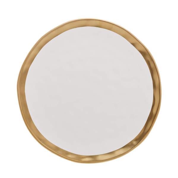 Prato Raso Dubai Em Porcelana 25cm Wolf Branco E Dourado