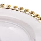 Prato Raso Lyor Coração De Cristal Com Fio De Ouro 28cm