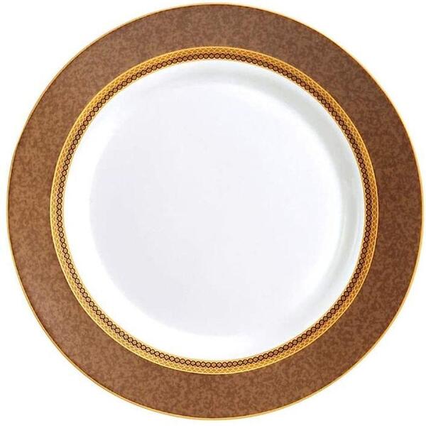 Prato Raso Opal Doha 31cm Branco E Marrom