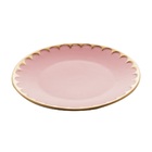 Prato Raso P/sobremesa De Porcelana Egg Rosa Matt/dourado 19c