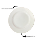 Prato Raso Plus Branco De Cerâmica 24cm 6 Unidades - Biona 14