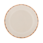 Prato Raso Sobremesa De Porcelana Com Borda De Bambu 18cm