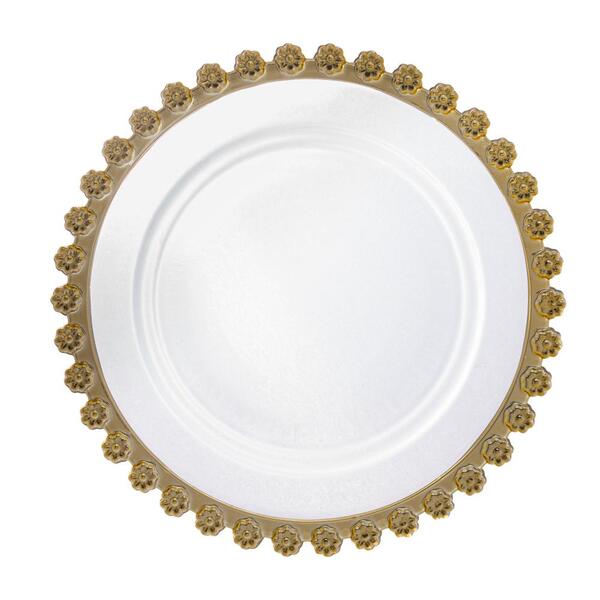 Prato Raso Wolff Daisy Borda Dourada De Cristal 28cm