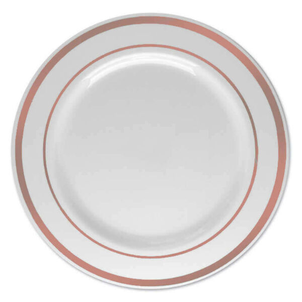 Prato Refeição Descartável Borda Rose Gold 26 Cm 6 Unidades B