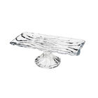 Prato Retangular Para Bolo Cristal Com Pé Wolff 36x17x12 5cm