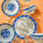 Prato Sobremesa 18cm Em Porcelana Blue Garden Coupe Lyor 8481