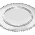 Prato Sobremesa Cristal Borda Coração Transparente 20cm Lyor