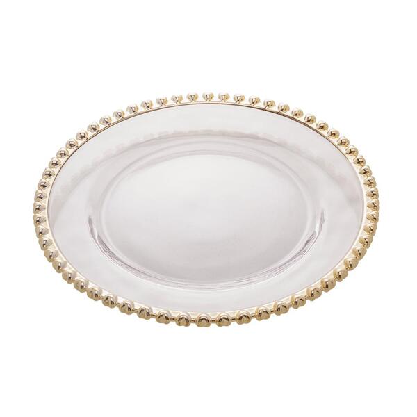 Prato Sobremesa De Cristal Coração Borda Dourada 20cm