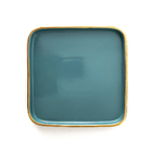 Prato Sobremesa Quadrado Verde Borda Dourada G Classic Gold C