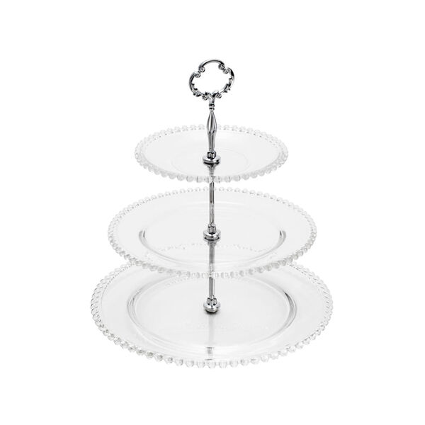 Prato Triplo Em Cristal Para Doce Wolff Pearl 18x26x31x34 5cm