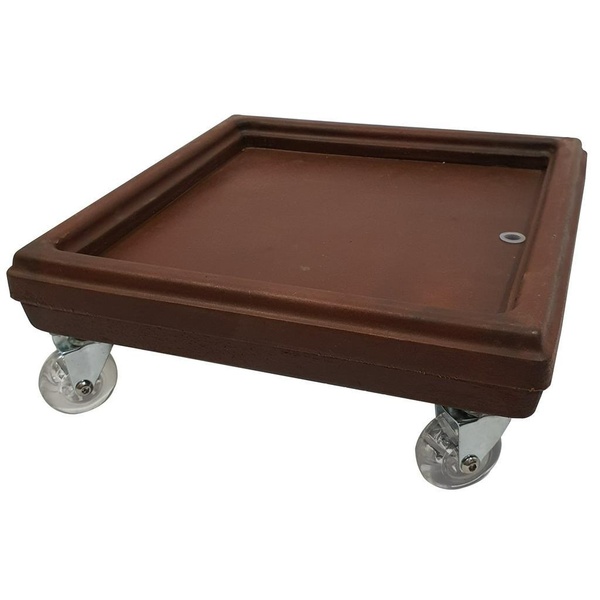 Prato Vaso de Planta com Rodizio e Reservatório 25 cm Marrom