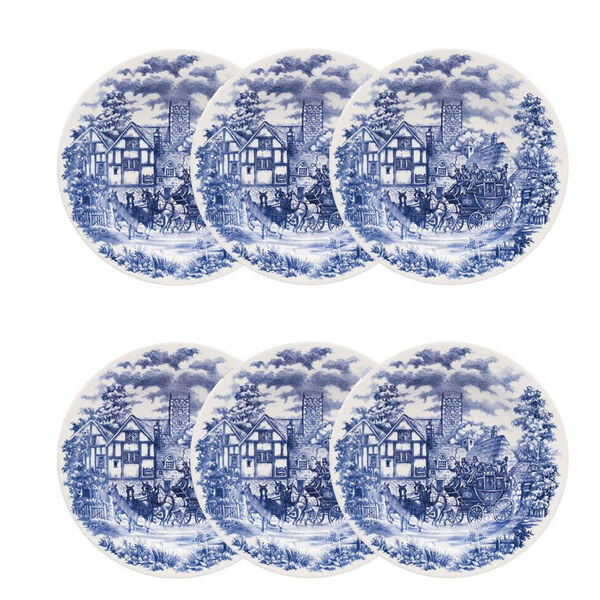 Pratos Fundos Com Estampa Cena Inglesa 21,5cm 6 Unidades - Bi
