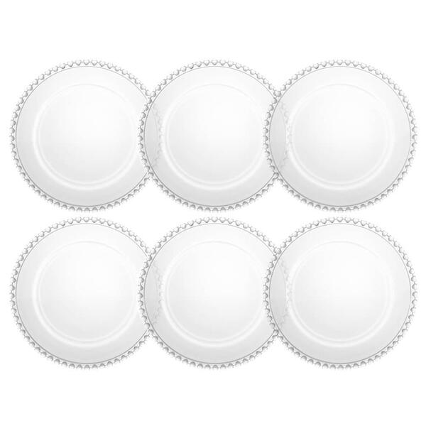 Pratos Para Sobremesa Em Cristal Coração 20cm 6 Peças - Lyor